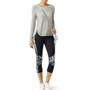 ALALA Palm Shadow‎ Print Blocked Crop Active Workout Leggings